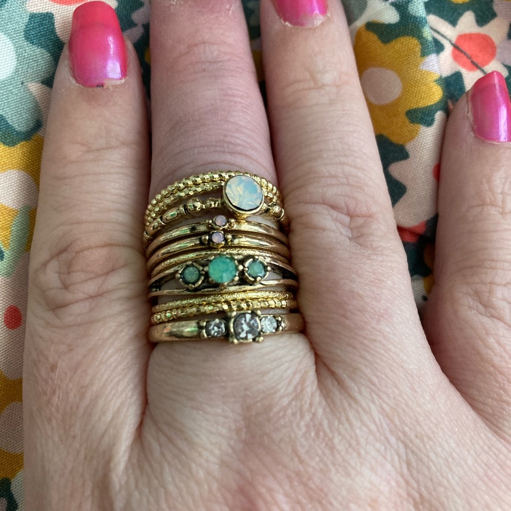 Hobby Lobby Gold and Green Gemstone Rings